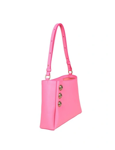 Shop Balmain Emblem Shoulder Bag In Pink Leather