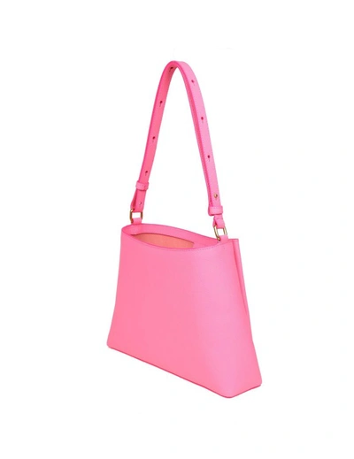Shop Balmain Emblem Shoulder Bag In Pink Leather