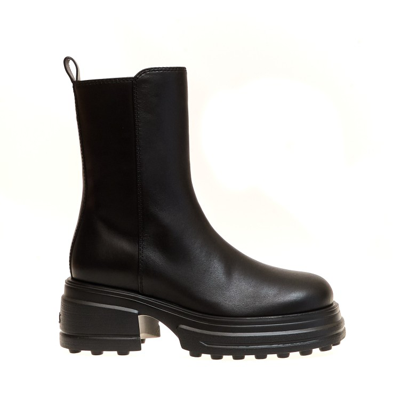 Shop Tod's Black Leather Chunky Zip Ankle Boot