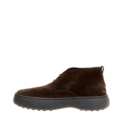 Shop Tod's Winter Gommino Brown Suede Ankle Boot In Black