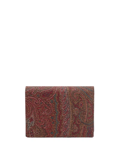 Shop Etro Paisley Fabric Wallet With Embroidered Pegaso Logo In Brown