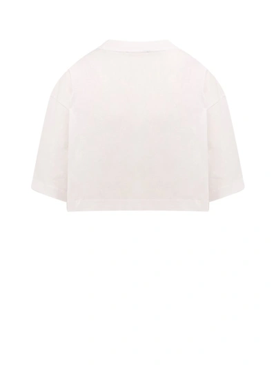 Shop Marni Cotton T-shirt With Frontal Logo In Neutrals