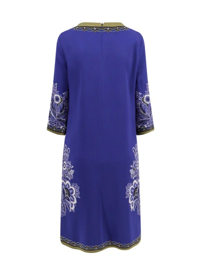 Shop Etro Viscose Dress With Floral Print In Blue