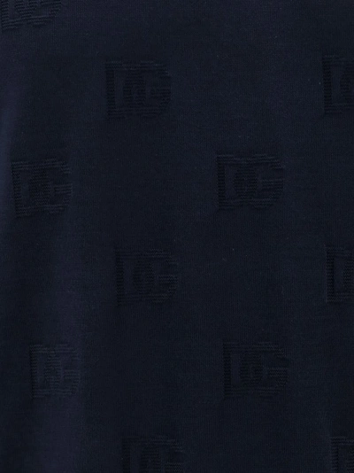 Shop Dolce & Gabbana Silk Polo Shirt With Allover Dg Logo Embroidery In Black