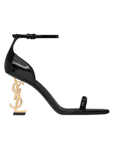 Shop Saint Laurent Women's Opyum Sandals In Patent Leather In Black