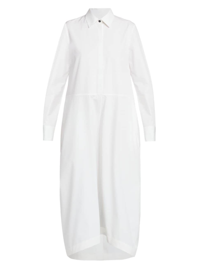 Shop Jil Sander Women's Cotton Bell-skirt Shirtdress In Optic White