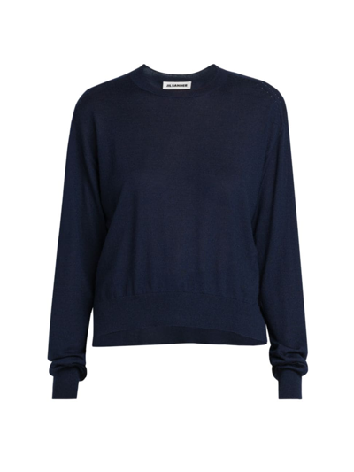 Shop Jil Sander Women's Cashmere-silk Crewneck Sweater In Midnight