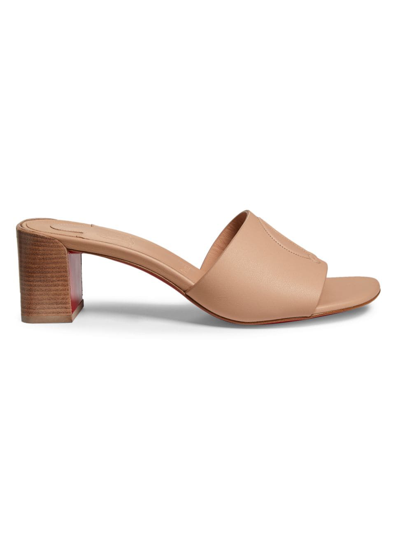 Shop Christian Louboutin Women's So Cl 55mm Leather Mules In Leche