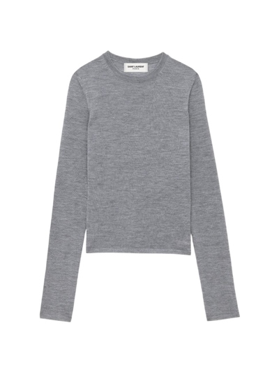 Shop Saint Laurent Women's Sweater In Cashmere Wool And Silk In Gris Chine