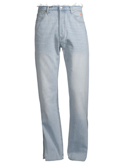 Shop Erl Men's  X Levi's 501 Raw-edge Five-pocket Jeans In Blue
