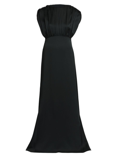 Shop Jil Sander Women's Pleated Satin Gown In Black