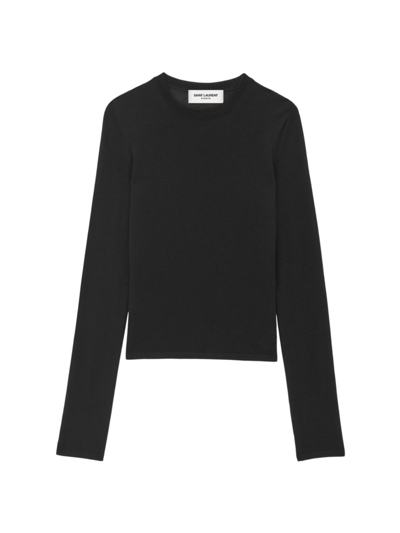 Shop Saint Laurent Women's Sweater In Cashmere Wool And Silk In Black