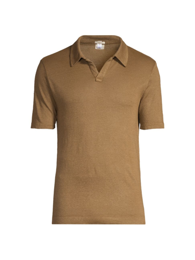 Shop Massimo Alba Men's Linen Polo Shirt In Cocco