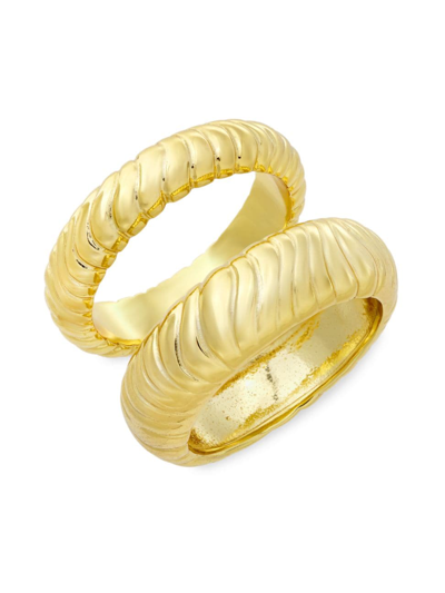 Shop Shashi Women's Frances 14k-yellow-gold Vermeil 2-piece Ring Set
