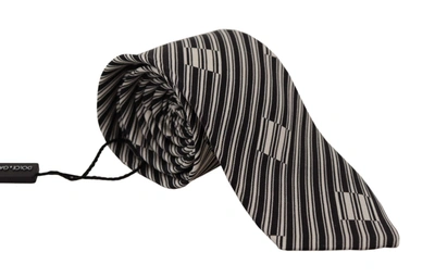 Shop Dolce & Gabbana Elegant Black White Silk Bow Men's Tie In Black/white