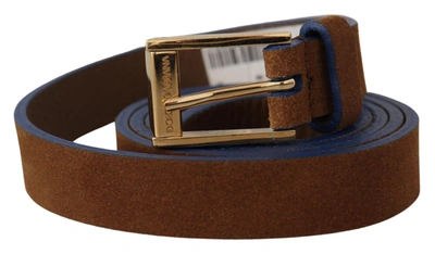 Shop Dolce & Gabbana Elegant Suede Leather Belt With Logo Engraved Women's Buckle In Brown