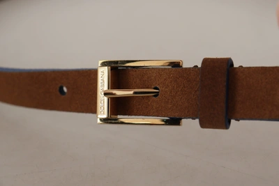 Shop Dolce & Gabbana Elegant Suede Leather Belt With Logo Engraved Women's Buckle In Brown