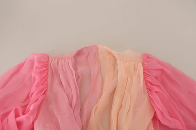 Dolce & Gabbana Pink Silk Wrap Long Sleeves Blouse Top In Pink