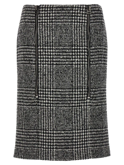 Shop Tom Ford Prince Of Wales Skirt In White/black