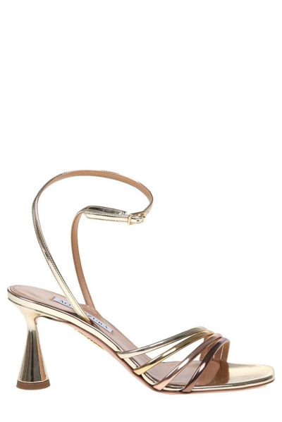 Shop Aquazzura Latour Mirror Effect Sandals In Gold