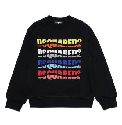 Shop Dsquared2 Kids Logo Printed Crewneck Sweatshirt In Black