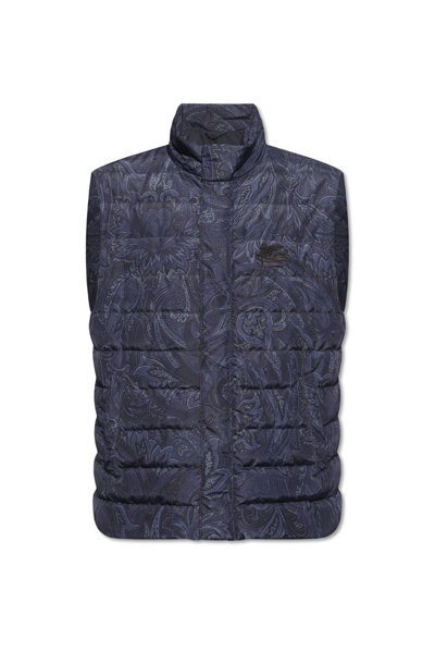 Shop Etro Paisley Print Quilted Down Vest In Multi
