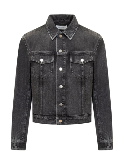 Shop Ferragamo Salvatore  Buttoned Denim Jacket In Black