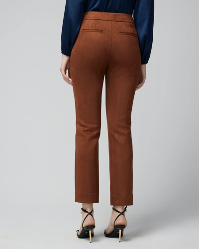 Shop White House Black Market Faux Suede Straight Pants In Brown