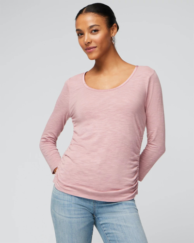 Shop White House Black Market Shirred Scoop Neck Tee In Pink