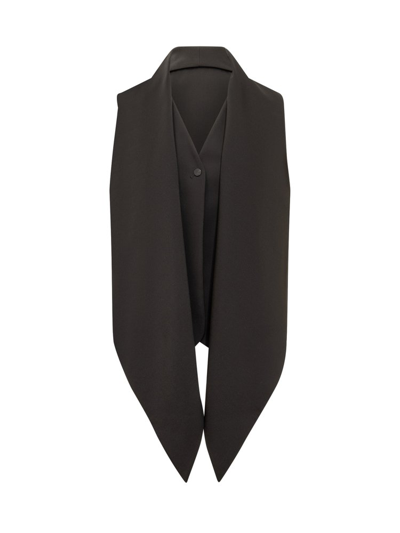 Shop Ferragamo Salvatore  Pointed Hem Straight Cut Back Waistcoat In Black