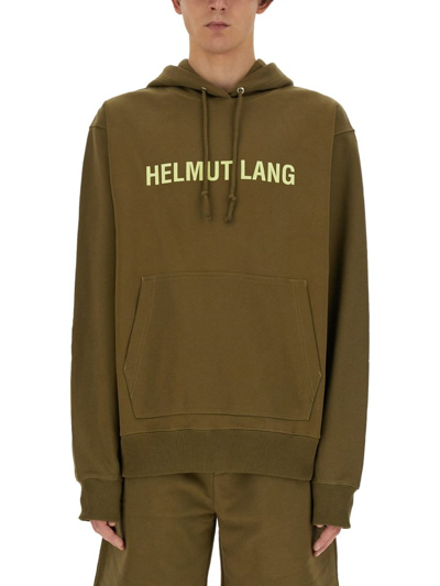 Shop Helmut Lang Space Logo Hoodie In Green
