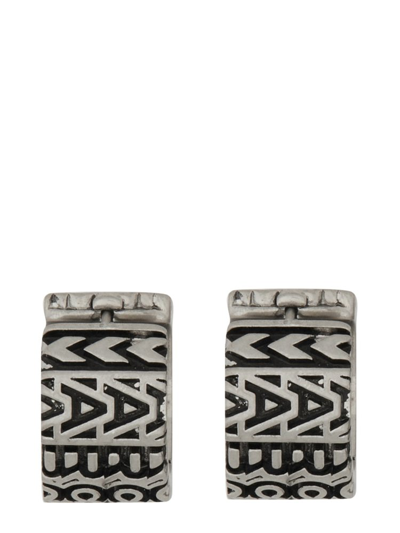 Shop Marc Jacobs Logo Engraved Earrings In Silver