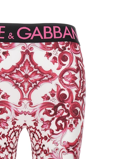 Shop Dolce & Gabbana Maiolica Leggings In Fuchsia