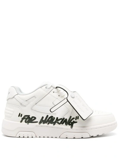 Shop Off-white Out Of Office "for Walking" Leather Sneakers In White Black