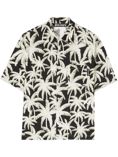 Shop Palm Angels Palms Floral-print Shirt In Black Off White