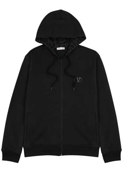 Shop Valentino Toile Iconographe Hooded Jersey Sweatshirt In Black