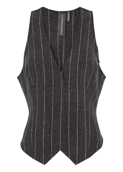 Shop Norma Kamali Striped Stretch-jersey Vest In Black