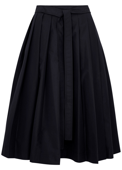 Shop 3.1 Phillip Lim / フィリップ リム Pleated Cotton-blend Poplin Midi Skirt In Nearly Black