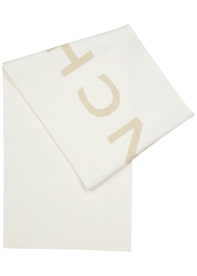 Shop Givenchy Logo-intarsia Wool-blend Scarf In White