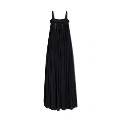 Dolce & Gabbana Open Front Pleated Tulle Gown In Black