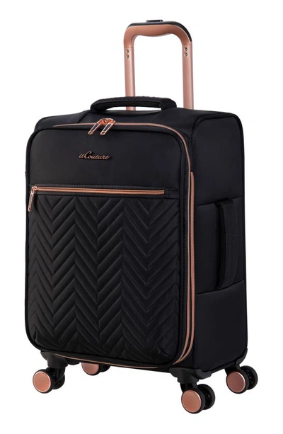 Shop It Luggage Bewitching 21-inch Softside Spinner Luggage In Black Rose Gold Highlight