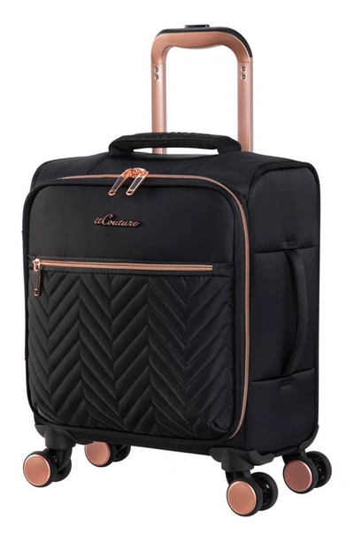 Shop It Luggage Bewitching 14-inch Softside Spinner Luggage In Black Rose Gold Highlight