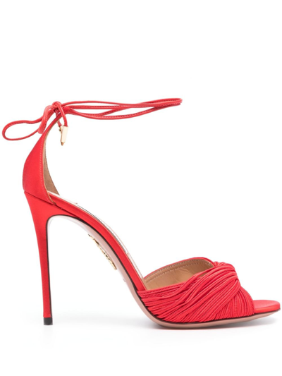 Shop Aquazzura Bellini Beauty 105 Leather Sandals - Women's - Calf Leather/fabric In Red