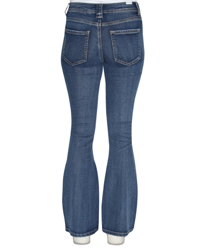 Shop Almost Famous Crave Fame Juniors' Faded Patch-pocket Flare-leg Denim Jeans In Dark Wash