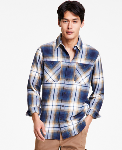 Shop Sun + Stone Men's Alfredo Plaid Long-sleeve Button-up Shirt, Created For Macy's In Fin