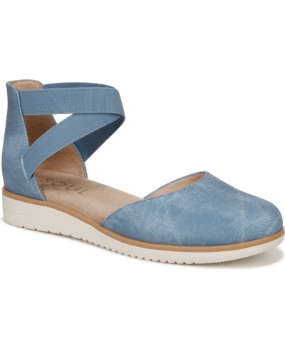Shop Soul Naturalizer Intro Slip-on Flats In Mid Blue Faux Leather