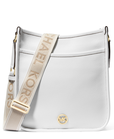 Shop Michael Kors Michael  Luisa Leather North South Messenger In Optic White
