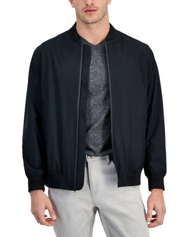 Shop Alfani Men's Regular-fit Water-resistant Full-zip Bomber Jacket, Created For Macy's In Deep Black