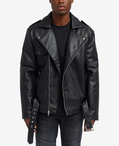 Shop Reason Men's Leather Jacket In Black