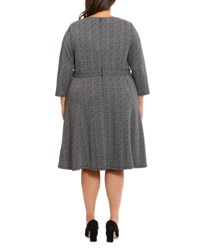 Shop London Times Plus Size Ponte-knit 3/4-sleeve Midi Dress In Black